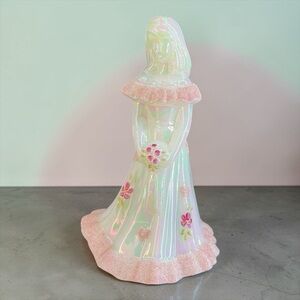 Fenton Art Glass Bridesmaid Figurine White Iridescent Pink Frit Hearts Flowers